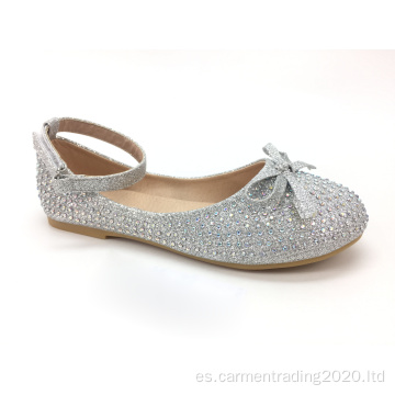 Zapatos planos para niñas Zapatos de ballet con material de destello de diamantes de imitación